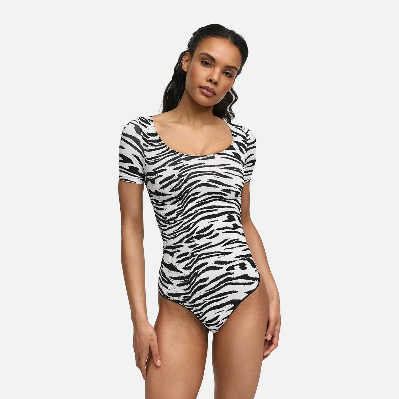 Shapewear bodysuit met korte mouw en string