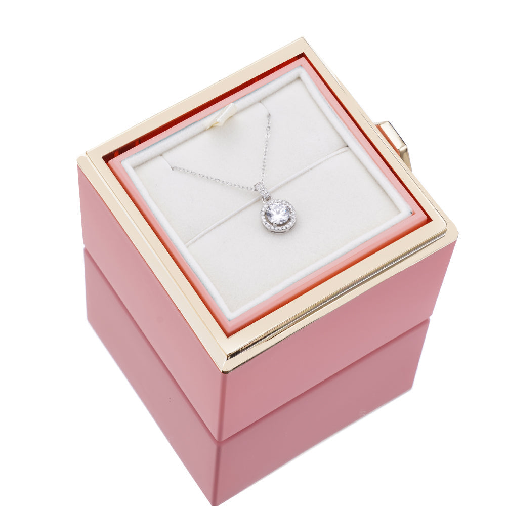 Rozenbox met Zilveren Ketting en Echte Roos