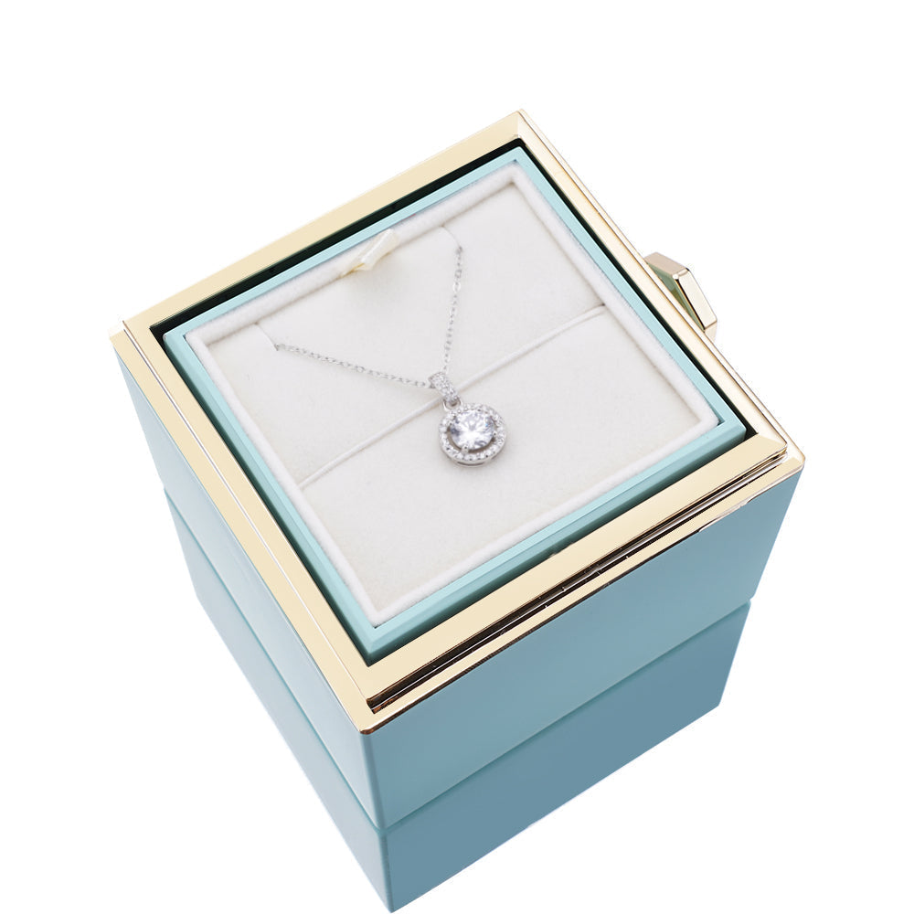 Rozenbox met Zilveren Ketting en Echte Roos