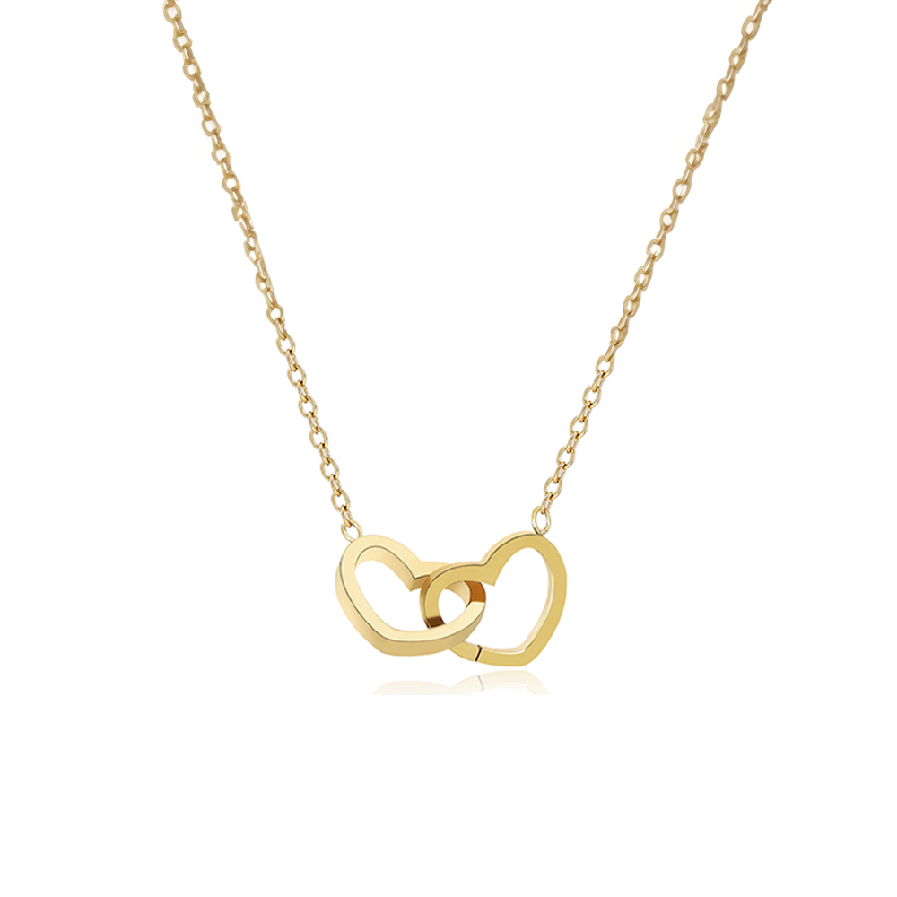 Dubbele Hart Ketting in Rozenbox