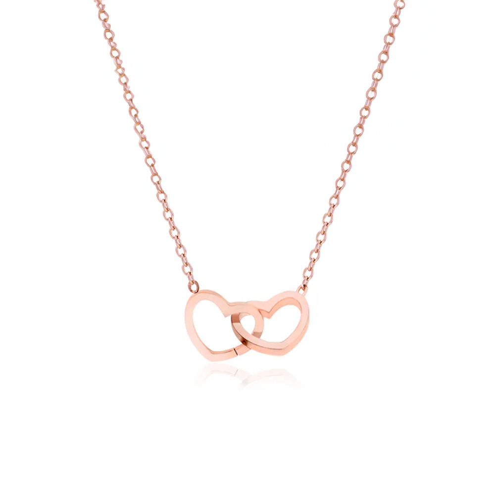 Dubbele Hart Ketting in Rozenbox
