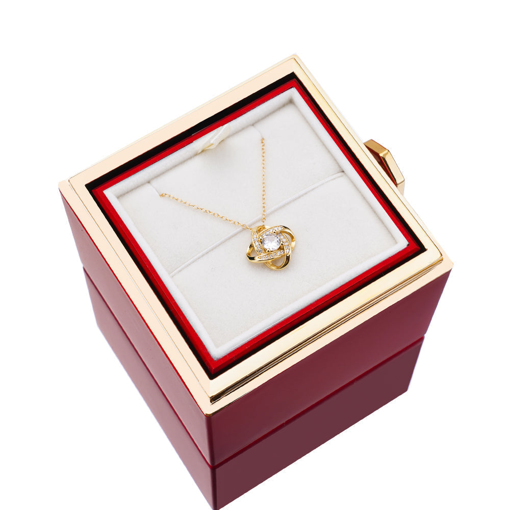 Rozenbox met Zilveren Ketting en Echte Roos