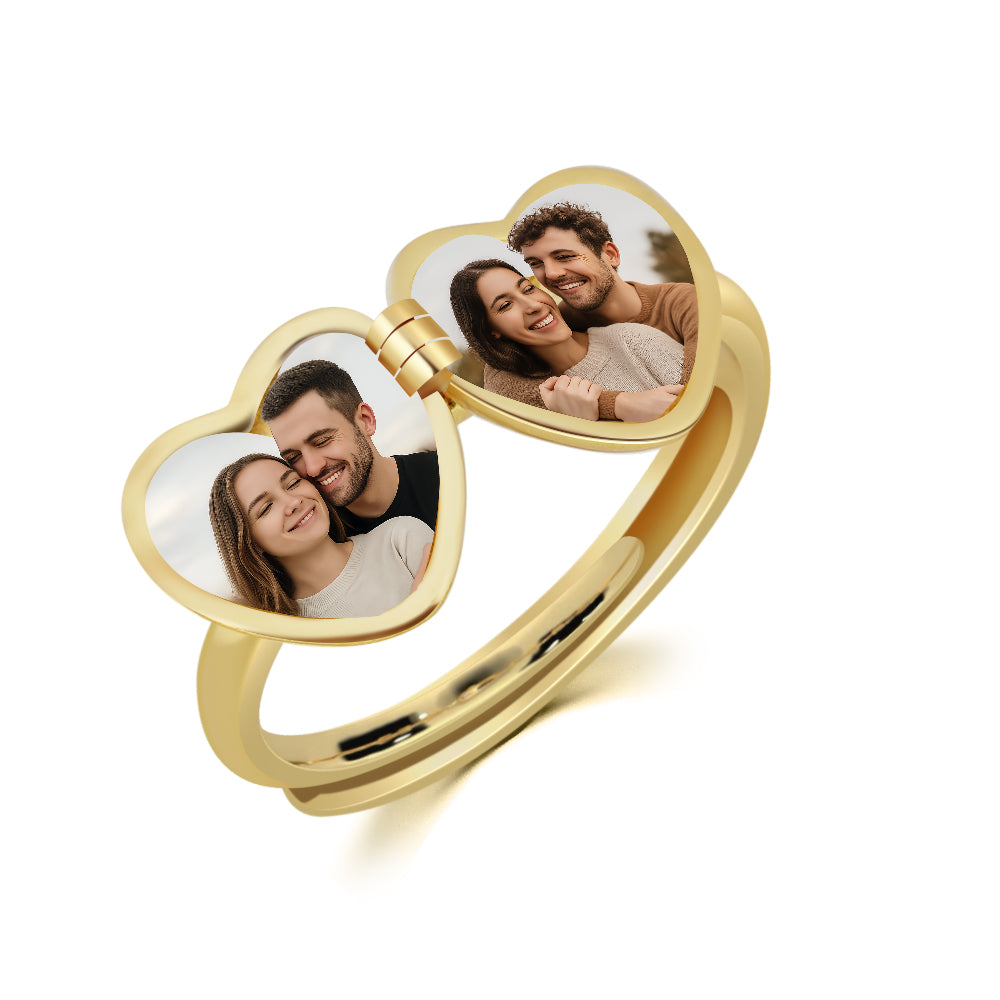 Hart Medaillon Ring met Foto
