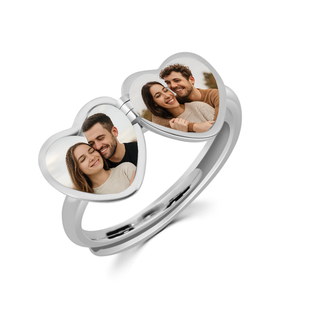 Hart Medaillon Ring met Foto