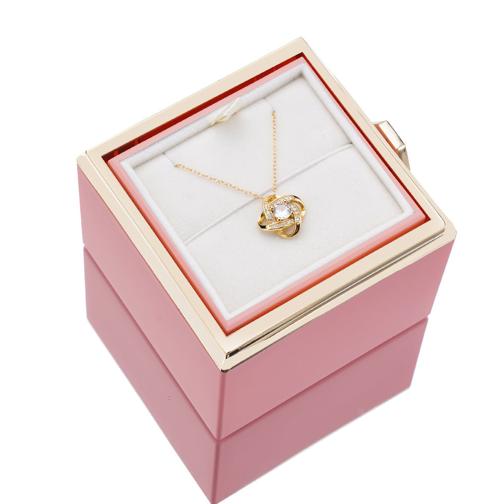 Rozenbox met Zilveren Ketting en Echte Roos