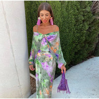 Elegante maxi jurk met print en verstelbare bandjes
