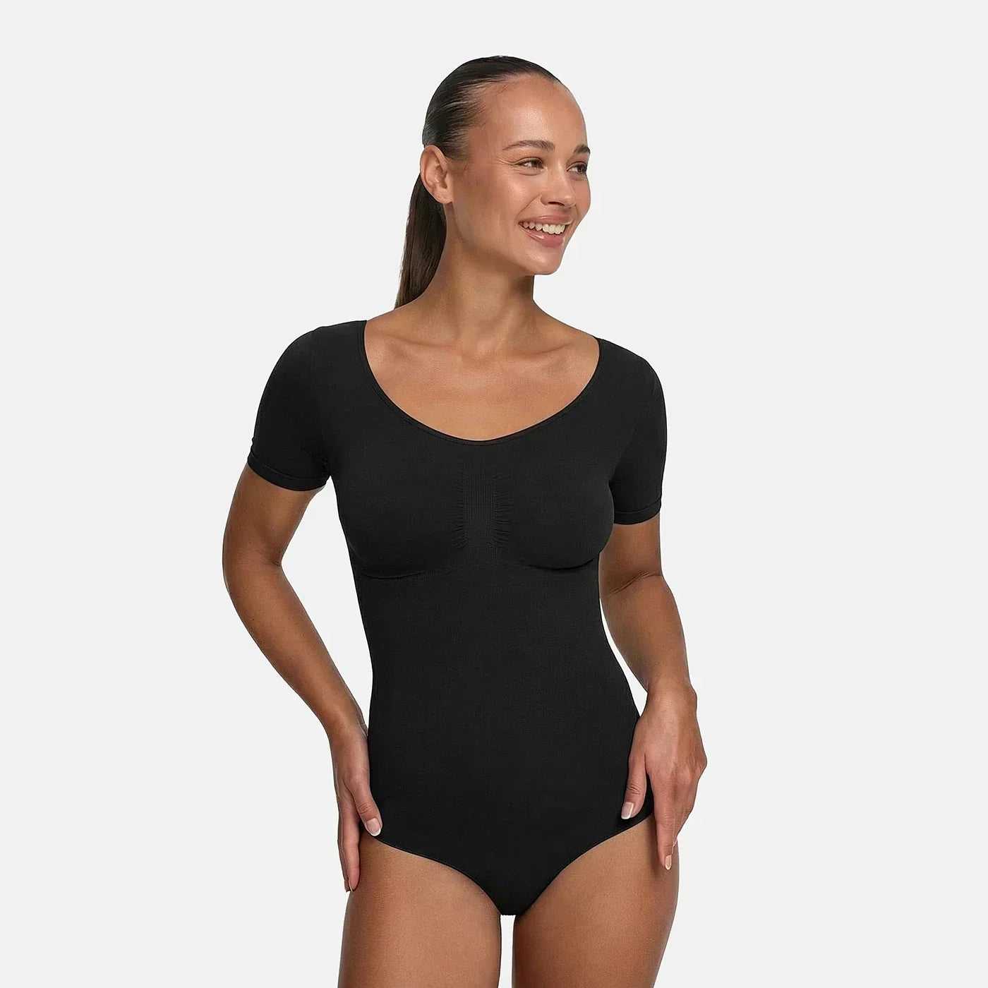 Shapewear bodysuit met korte mouw en string