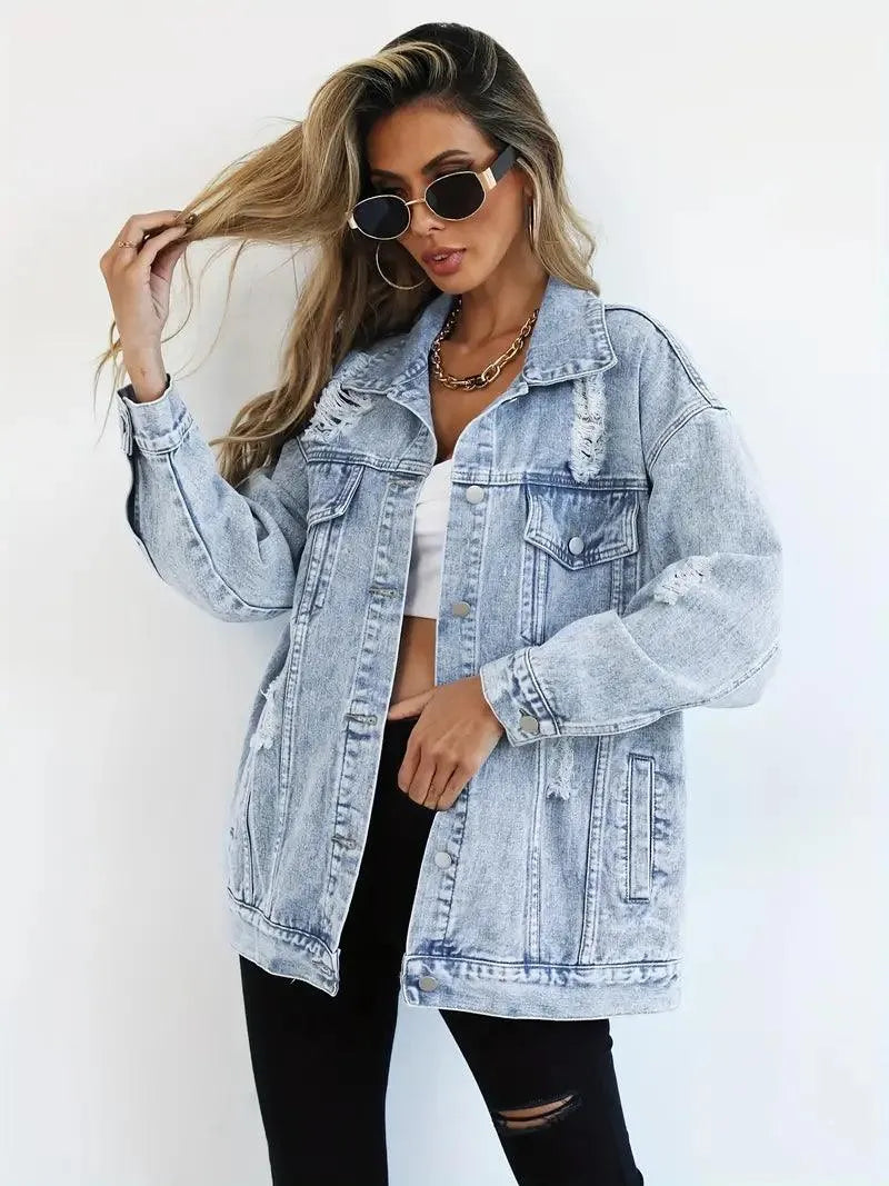 Oversized gevoerd dames jeansjack – Talia