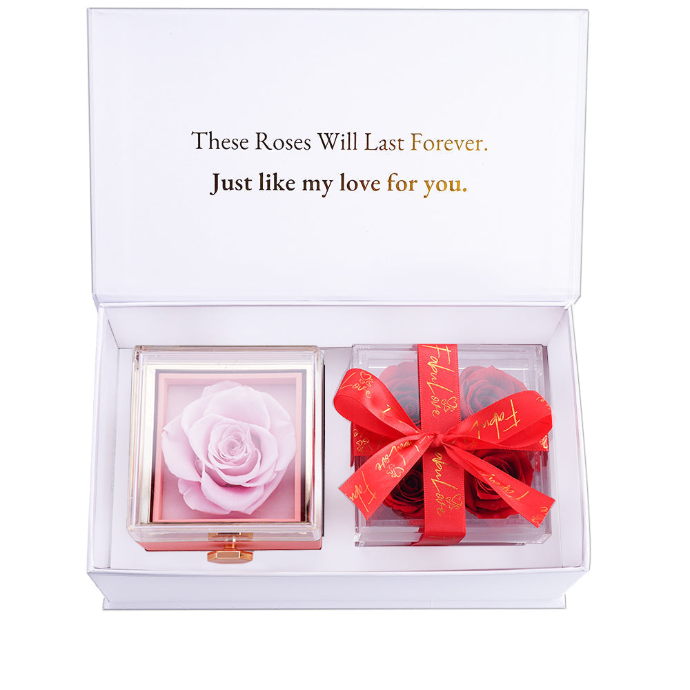 Rozenbox Cadeauset met Gegraveerde Ketting