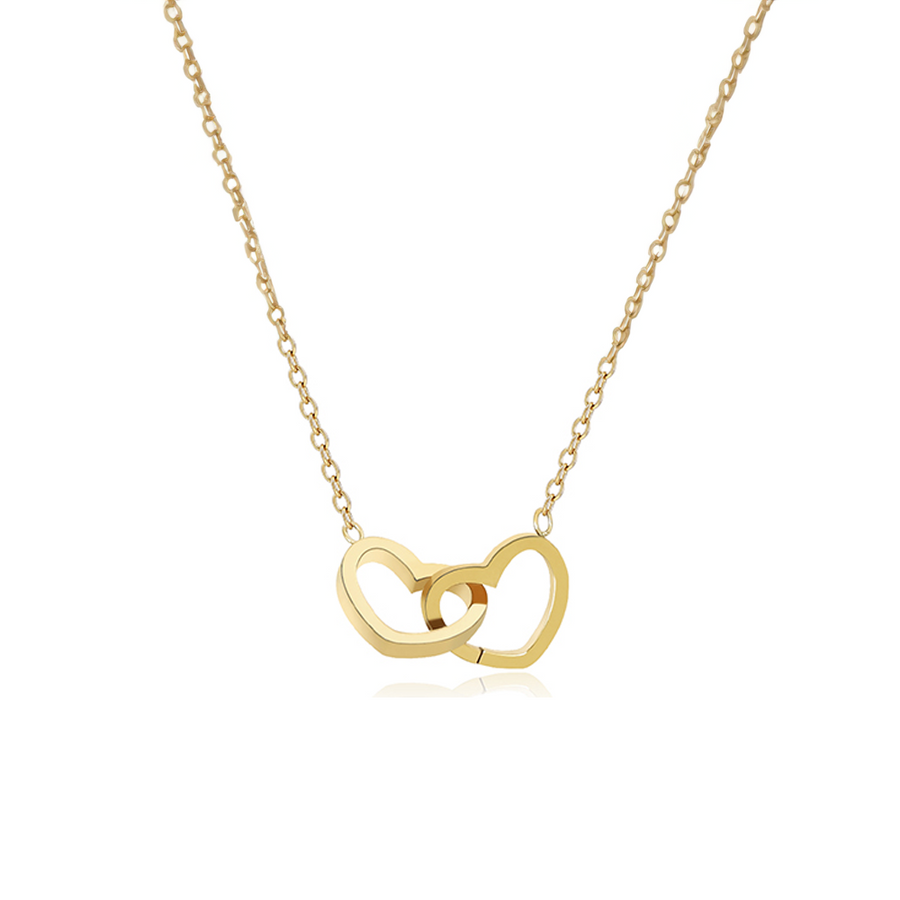 Dubbele Hart Ketting in Rozenbox
