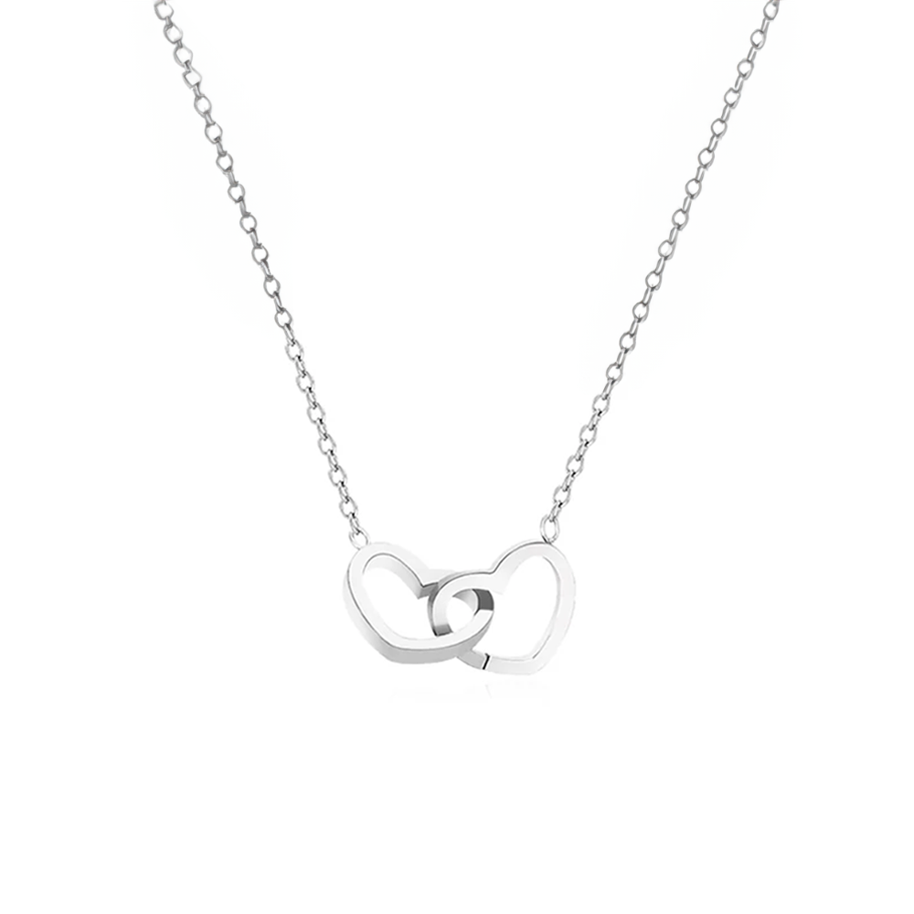Dubbele Hart Ketting in Rozenbox