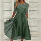 Kanten chiffon jurk met halflange mouwen – Lila