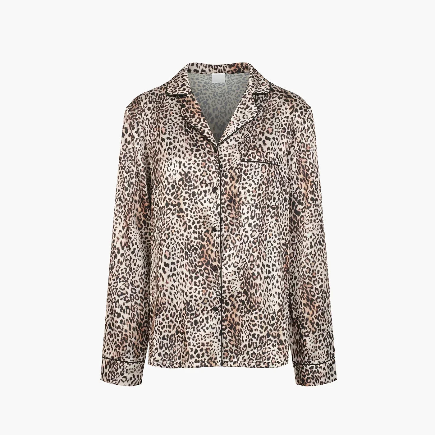 Satijnen pyjamablouse met reverskraag