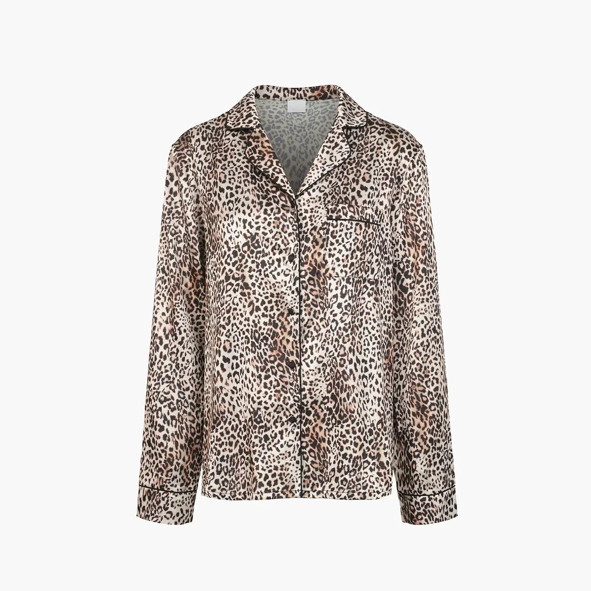 Satijnen pyjamablouse met reverskraag