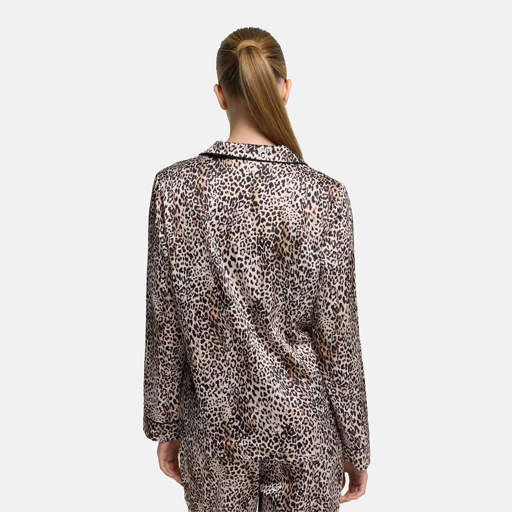 Satijnen pyjamablouse met reverskraag