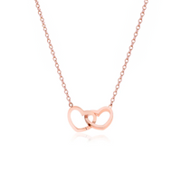 Dubbele Hart Ketting in Rozenbox
