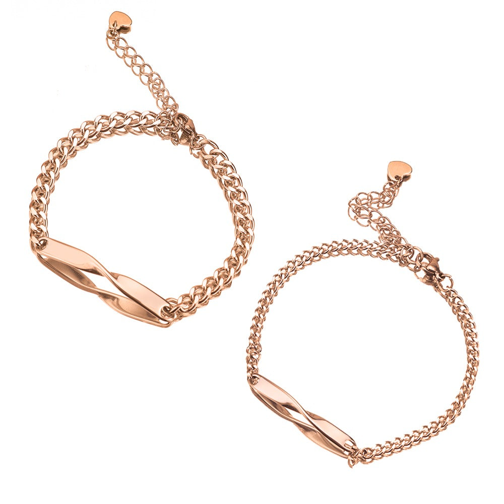 Gegraveerde Infinity Armbandenset voor Koppels