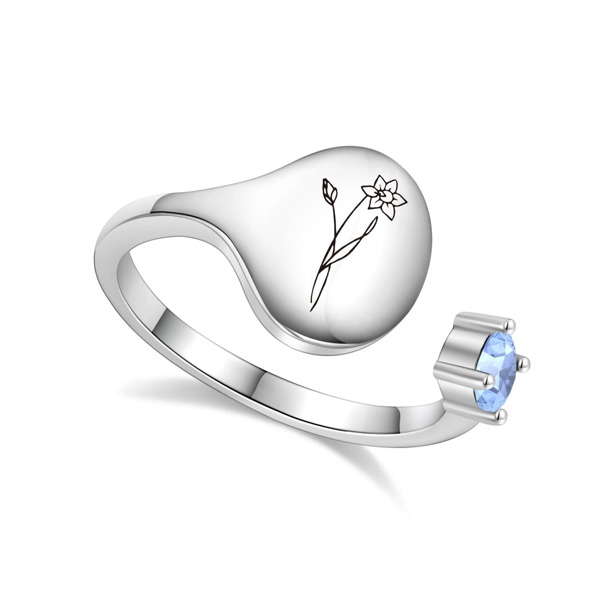 Ring met Geboortebloem en Geboortesteen