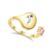 Ring met Geboortebloem en Geboortesteen