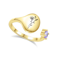 Ring met Geboortebloem en Geboortesteen